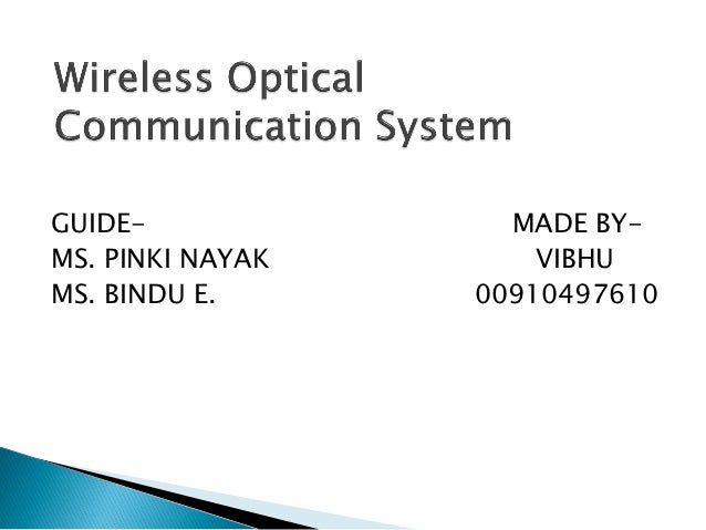 Wireless Optical Communication Systems